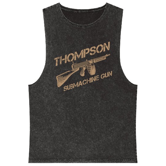 Thompson Submachine Gun | World War 2 Weapon Mineral Wash Tank Tops