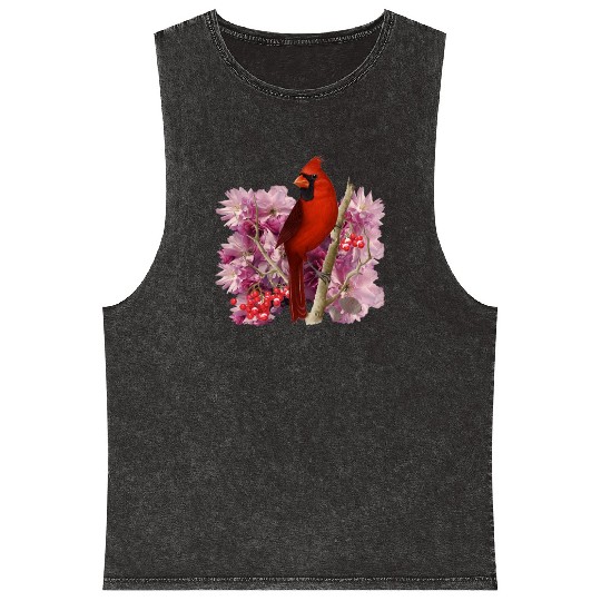 Funny Red Cardinal Bird Ornament Christmas Gifts Mineral Wash Tank Tops