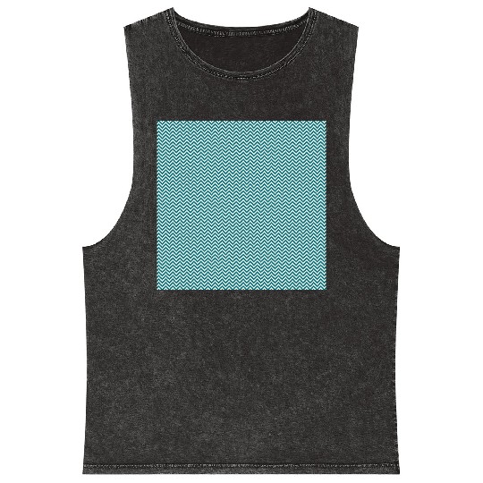 Retro Teal Chevron Pattern Mineral Wash Tank Tops