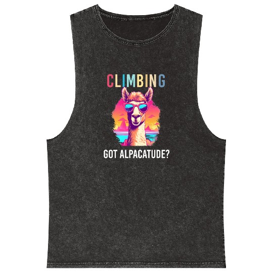 Funny Alpaca with Sunglasses - Alpacatude Mineral Wash Tank Tops