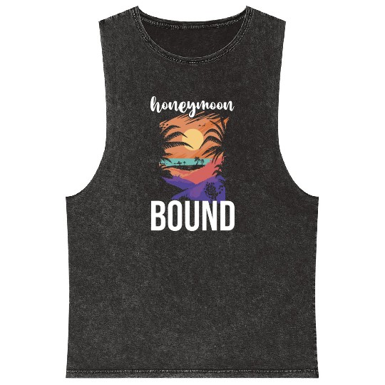 Bride Groom Vacation Newlywed Couple Honeymoon Mineral Wash Tank Tops