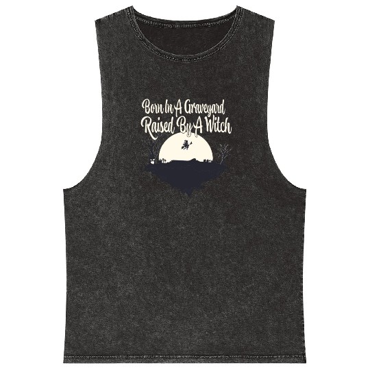 Halloween Witch Ghost Monster Horror Fans Mineral Wash Tank Tops