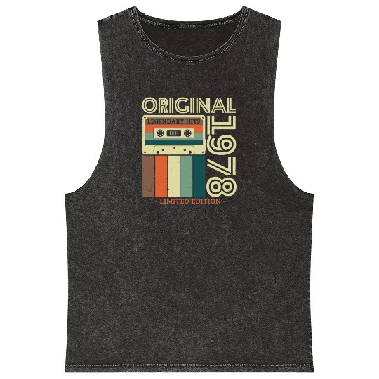 Vintage 1978 Birthday Gift Mineral Wash Tank Tops