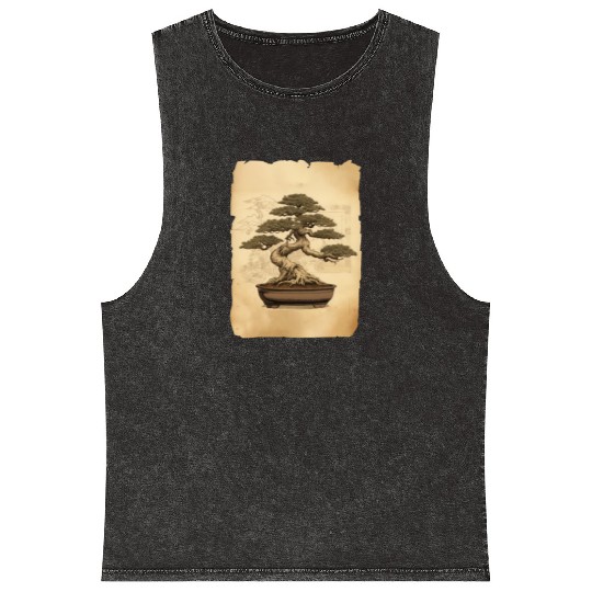 bonsai Japanese Art Mineral Wash Tank Tops