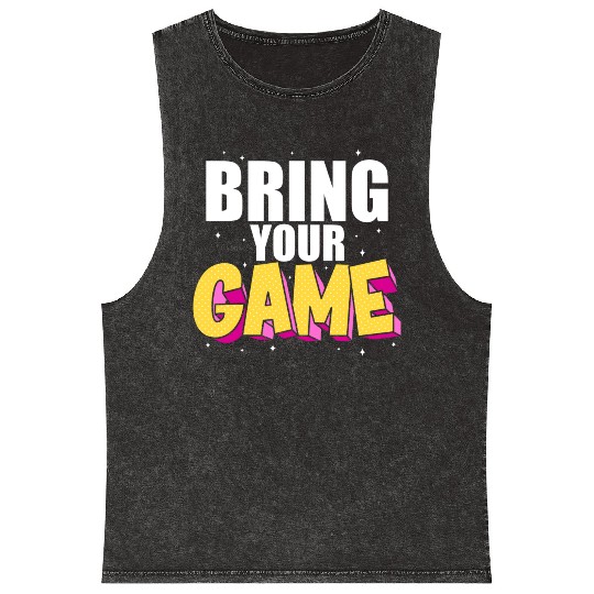 BRING YOUR GAME nostalgia Mineral Wash Tank Tops