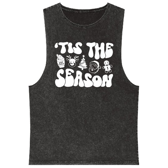 Tis The Season - Christmas Vibes - Cozy Season Mineral Wash Tank Tops