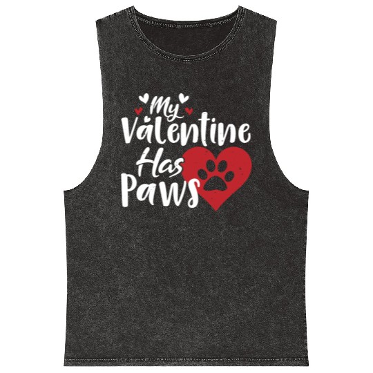 My Valentine Day Has Paws Funny Boy Girl Kid Gifts Mineral Wash Tank Tops