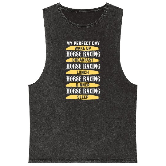 My Perfect Day Horse Racing 70s Mineral Wash Tank Tops