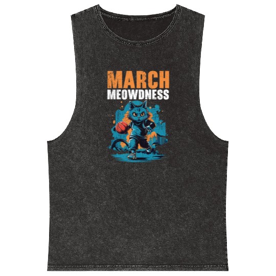 Basketball Cat Basketball Player I Love Basketball Mineral Wash Tank Tops