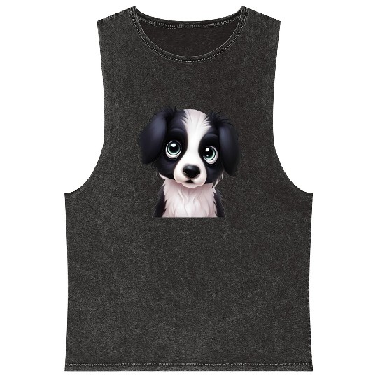 Elegant Border Collie Portrait Mineral Wash Tank Tops