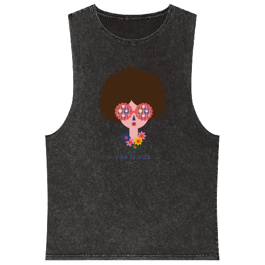 Cute Frida Kahlo In Colorful Summer Vacation Mineral Wash Tank Tops
