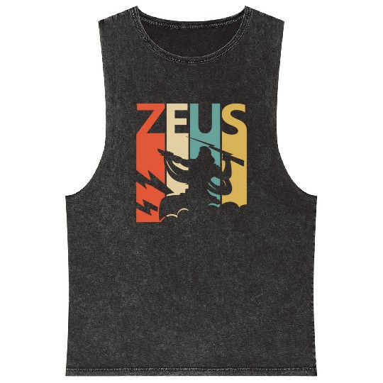 Zeus God Of Thunder - Greek Mythology Mineral Wash Tank Tops