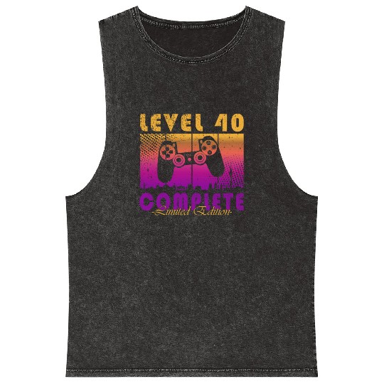 40th Birthday Gaming Level 40 Complete Gamer Mineral Wash Tank Tops