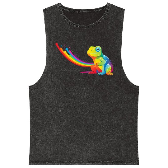 Gay Pride Gecko Mineral Wash Tank Tops