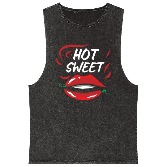Red Hot Sweet Pepper Lips Mineral Wash Tank Tops