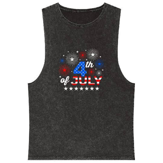 4th July Independence Day Independent America Mineral Wash Tank Tops