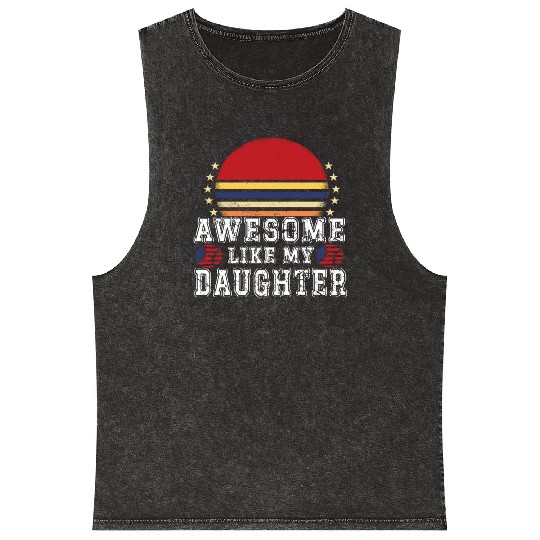 Retro Sunset Icon for Daughter Mineral Wash Tank Tops