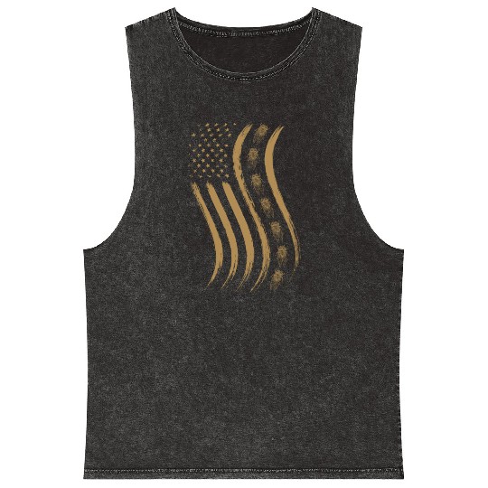 Cicada Line In Waving Distressed Us Flag For Mineral Wash Tank Tops