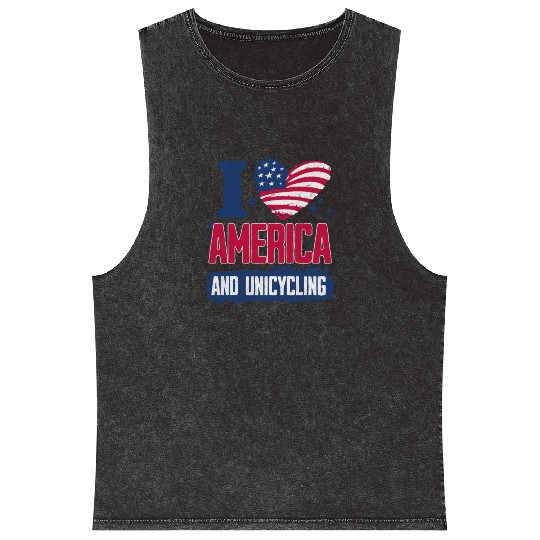 I Love America And Unicycling Mineral Wash Tank Tops