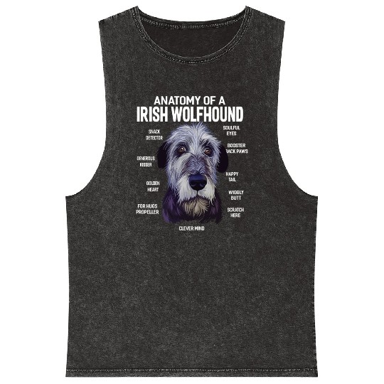 Anatomy of a Irish Wolfhound Dog Funny Gift Mineral Wash Tank Tops
