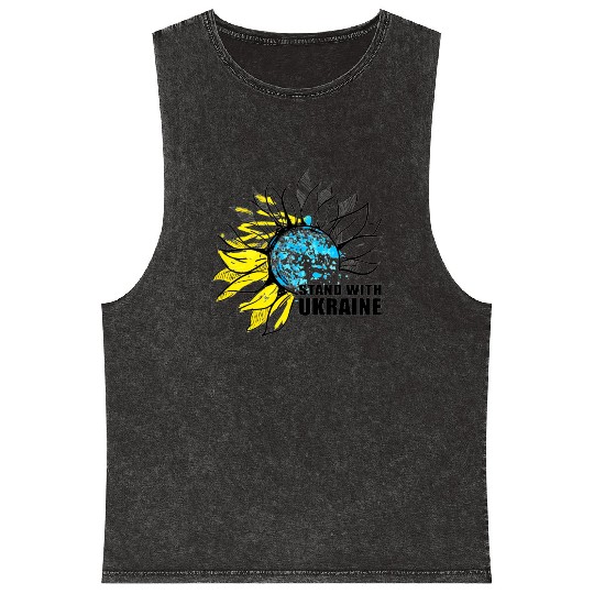 Sunflower Ukrainian Flag I Stand With Ukraine Ukra Mineral Wash Tank Tops