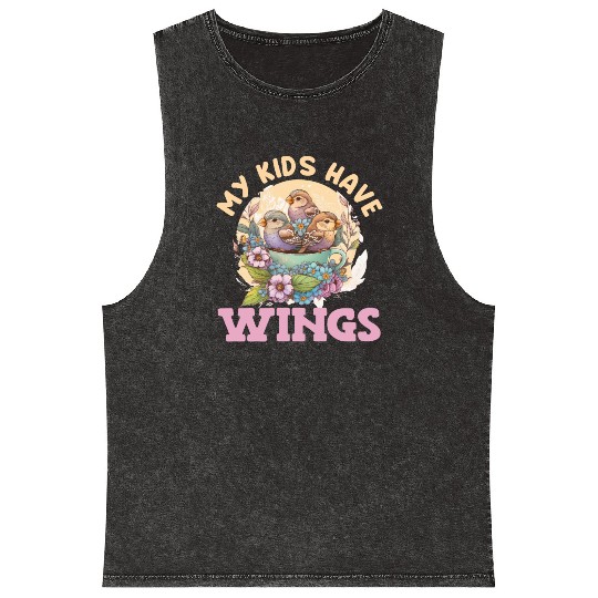 Bird Lover My Kids Have Wings Finch Birds lovers Mineral Wash Tank Tops
