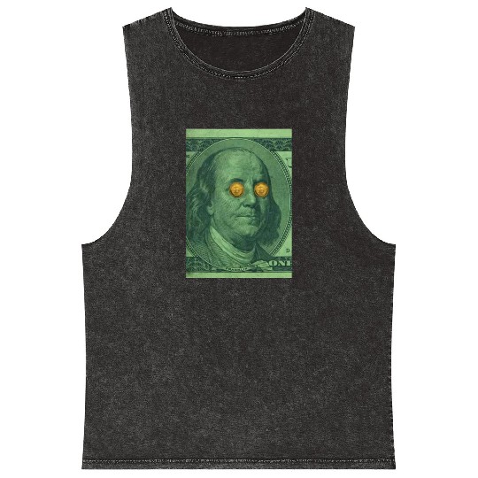 Benjamin Franklin Bitcoin Mineral Wash Tank Tops