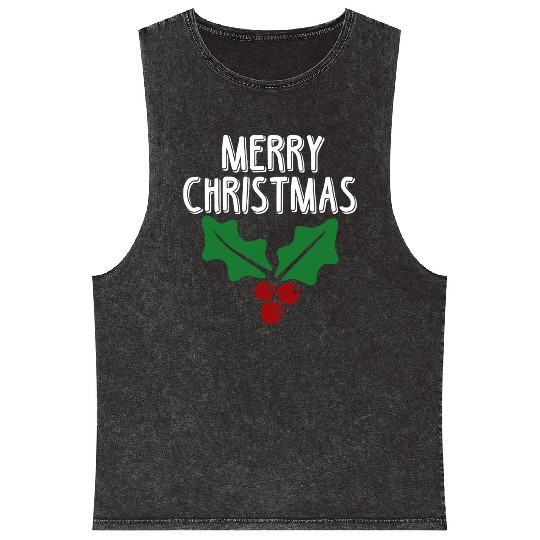 Holly Berry Christmas Mineral Wash Tank Tops
