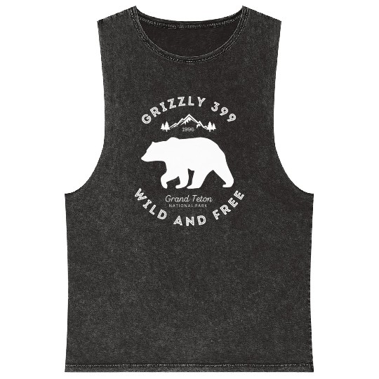 Grizzly 399 Wild Free Grand Teton National Park Mineral Wash Tank Tops