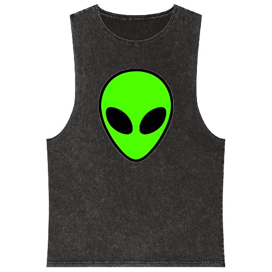 Alien Head Pocket Patch Area 51 Mineral Wash Tank Tops
