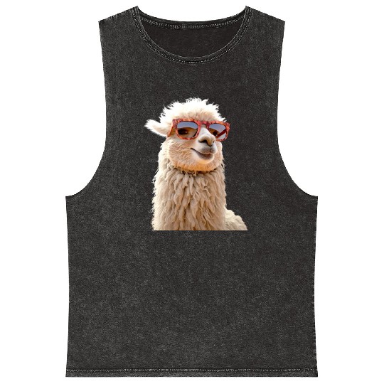 Alpaca Sunglasses Llama Farm I Love Cute Alpacas Mineral Wash Tank Tops