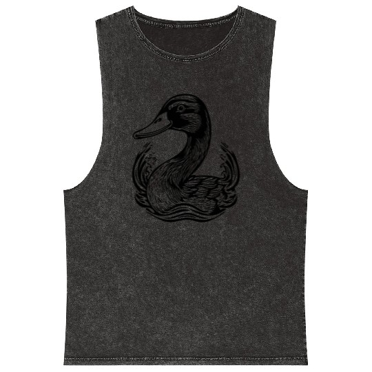Duck Bird Nature Pond Mineral Wash Tank Tops