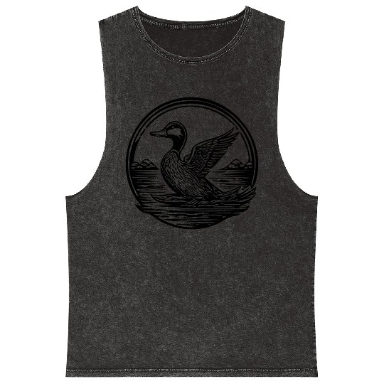 Duck Bird Nature Pond Mineral Wash Tank Tops