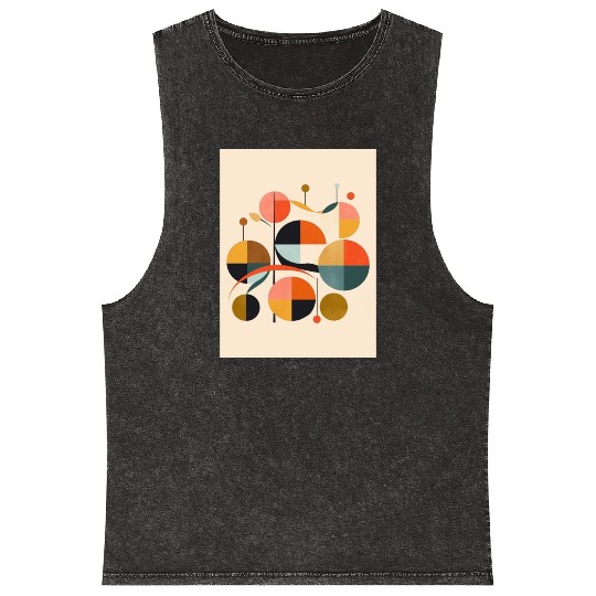 mid century retro shapes geometric 2 Mineral Wash Tank Tops