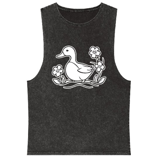 Duck Bird Nature Pond Mineral Wash Tank Tops