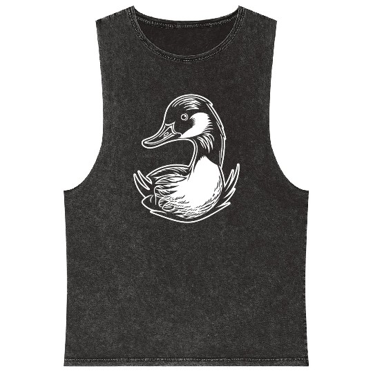 Duck Bird Nature Pond Mineral Wash Tank Tops