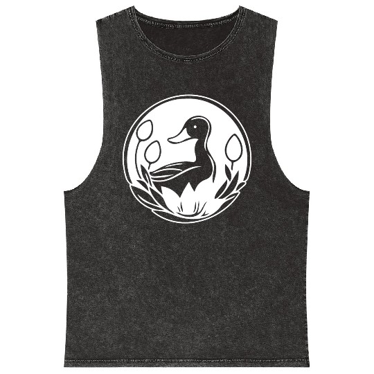 Duck Bird Nature Pond Mineral Wash Tank Tops