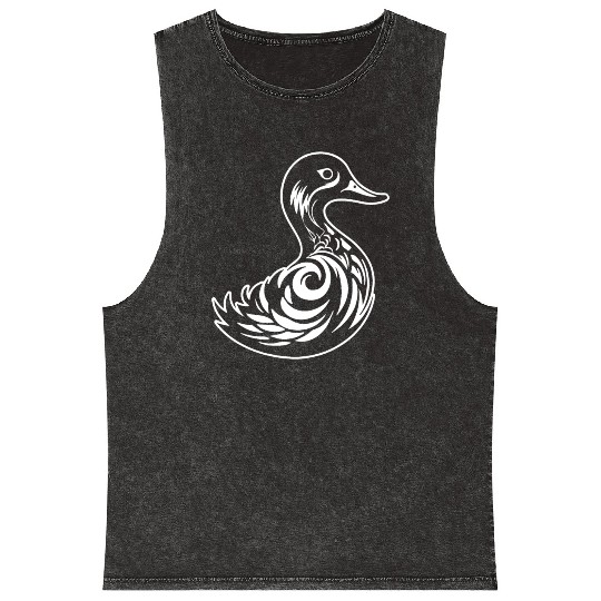 Duck Bird Nature Pond Mineral Wash Tank Tops