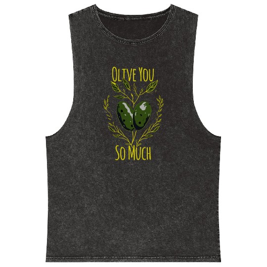 Olive Love Olive Oil I Love You Mineral Wash Tank Tops