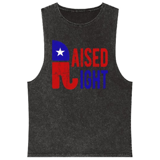 Raised Right Proud Republican Elephant Logo Usa Mineral Wash Tank Tops