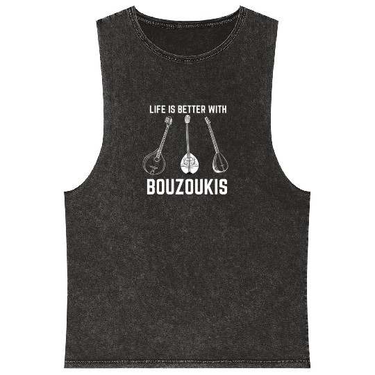 Irish Bouzouki Instrument Greek Mineral Wash Tank Tops