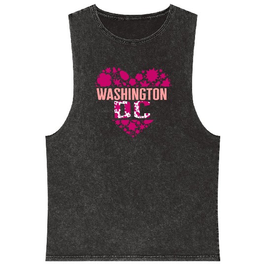 Washington DC Mineral Wash Tank Tops, Cherry Blossom Heart Floral