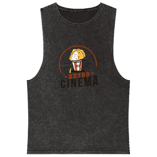 Retro Cinema Popcorn Mineral Wash Tank Tops