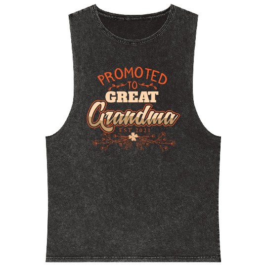 Promoted To Great Grandma Baby Reveal Gift Mineral Wash Tank Tops