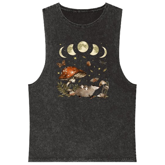 Possum Opossum Lover Owner Cottagecore Goblincore Mineral Wash Tank Tops