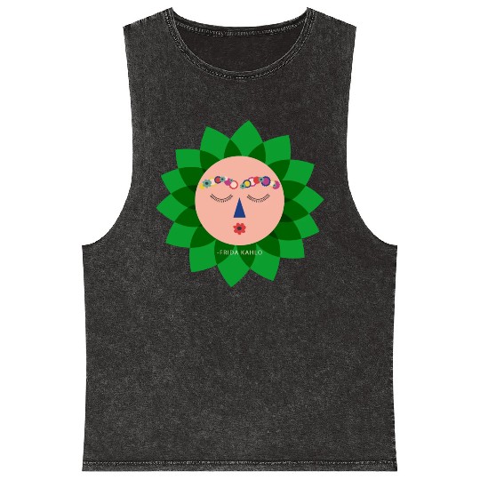 Cute Colorful Frida Kahlo Portrait Mexican Sun Mineral Wash Tank Tops
