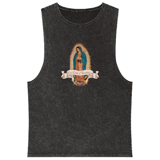 Lady Virgin of Guadalupe Virgen De Guadalupe Mineral Wash Tank Tops