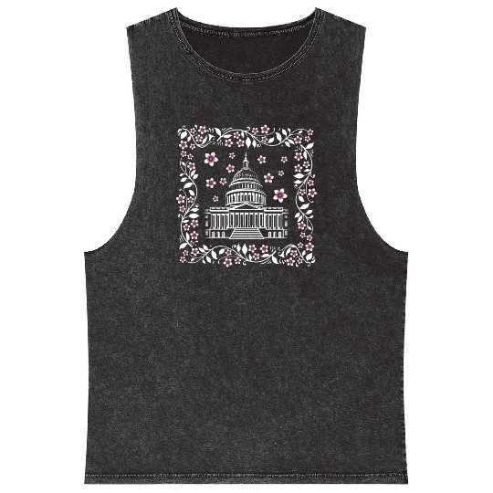 Washington DC Mineral Wash Tank Tops, Capital City White House