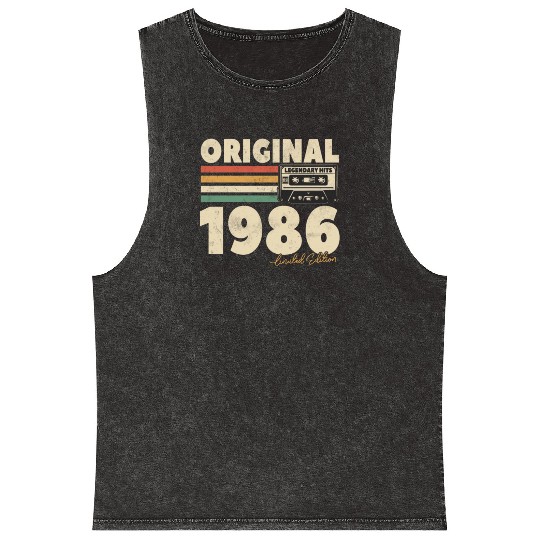 Vintage 1986 Birthday Gift Mineral Wash Tank Tops