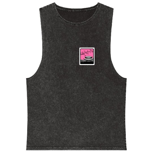 Cherry Blossom Mineral Wash Tank Tops, Sakura Kawaii Pop Culture